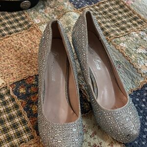 Bella Luna, silver sequin high heel shoes